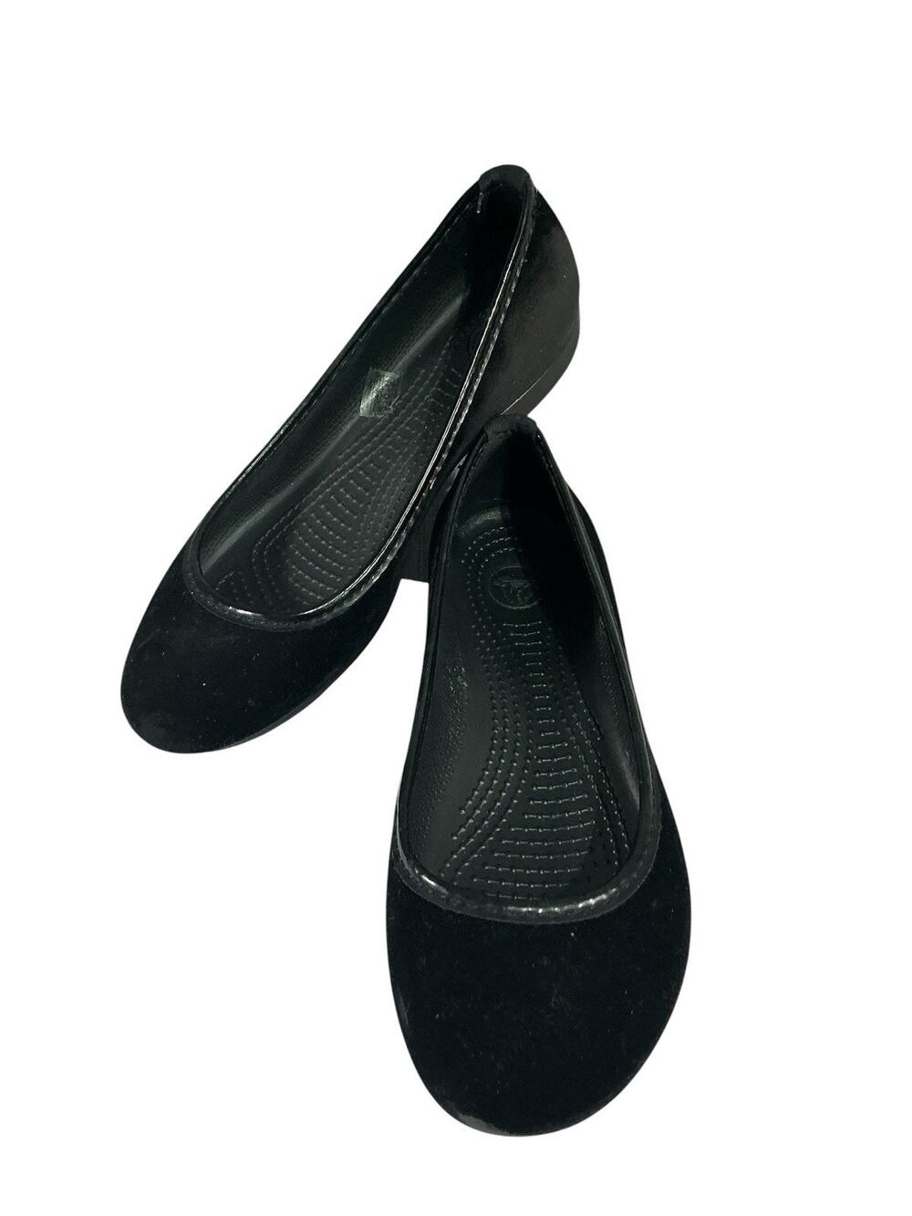 Crocs Triple Comfort Suede Women’s Shoes Black Ballet Size 7